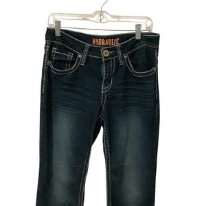 Hydraulic Women's Dark Blue Boot Cut Jeans Decorative Back Pockets Size 8